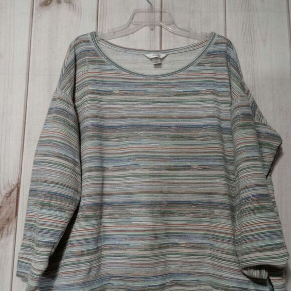 CJ Banks Womens 2X Striped Sweatshirt Multi Color‎ Long Sleeve Cotton Pullover